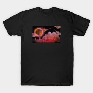 A Aesthetic Pink Night Sky Embraces Beautiful Mosque T-Shirt